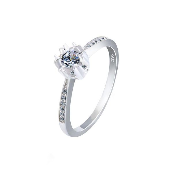 

wedding rings noble women pure 925 sterling silver ring rhinestone jewelry shining cubic zirconia finger for bridal girl, Slivery;golden