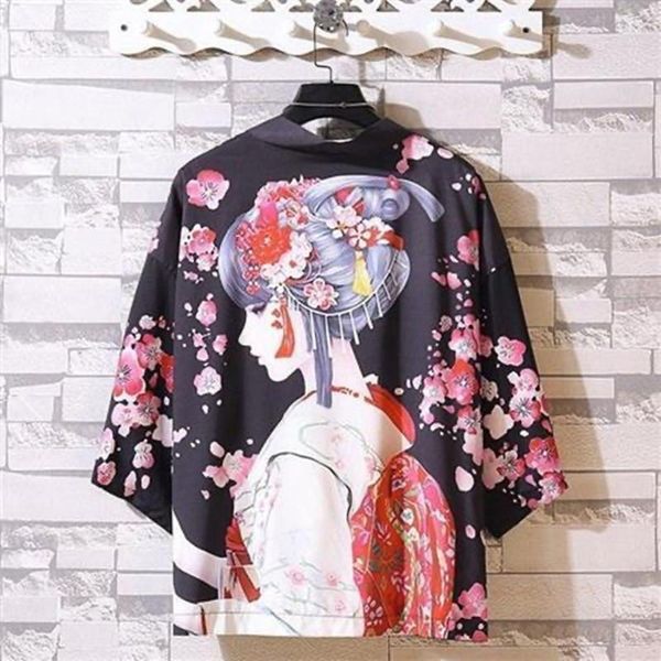 

men's casual shirts summer male men kimono dress shirt for satin japan style turn-down mandarin collar short floral blouse, White;black