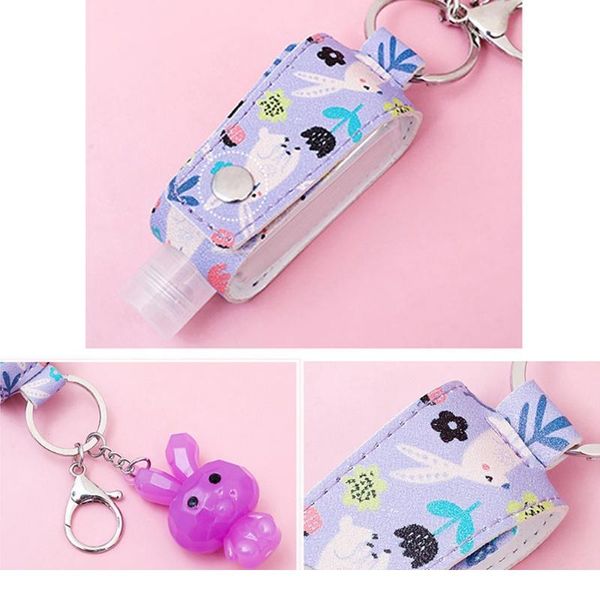 

30ml 1oz kids cartoon portable mini empty leakproof plastic travel bottle cartoon leather cover keychain holder jllldp