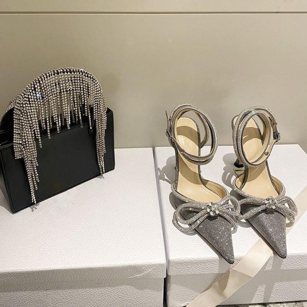 

dress shoes women shoe bling sequins heels wedding pumps pointed toe slip on high heel 9.5cm metal bow diamond glitter mach grey, Black