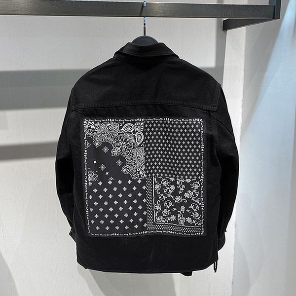 

jacket p brand 2021 spring and autumn national style cashew nut flower black denim men's trend loose casual, Black;brown