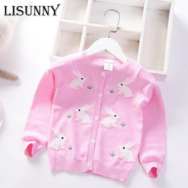 

pullover girls sweater cardigan 2021 spring autumn knitted cartoon cute kids coat thin toddler clothes children, Blue
