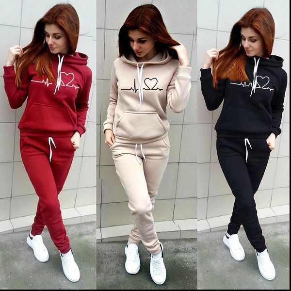 

casual hoodies sports pants two womens tracksuits pieces set tracksuit pullover hooded sweatshirts sweatpants outfits suit plus size s 4xl, Gray