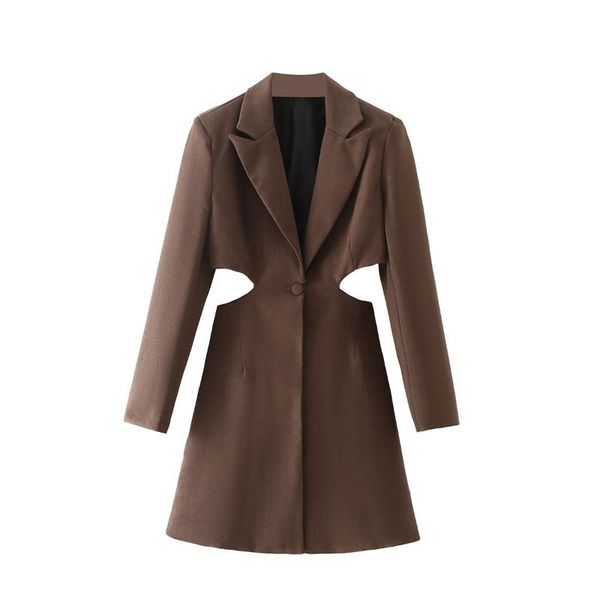 

women's suits & blazers willshela women fashion single button hollow out long blazer vintage sleeves notched neck office lady suit vest, White;black