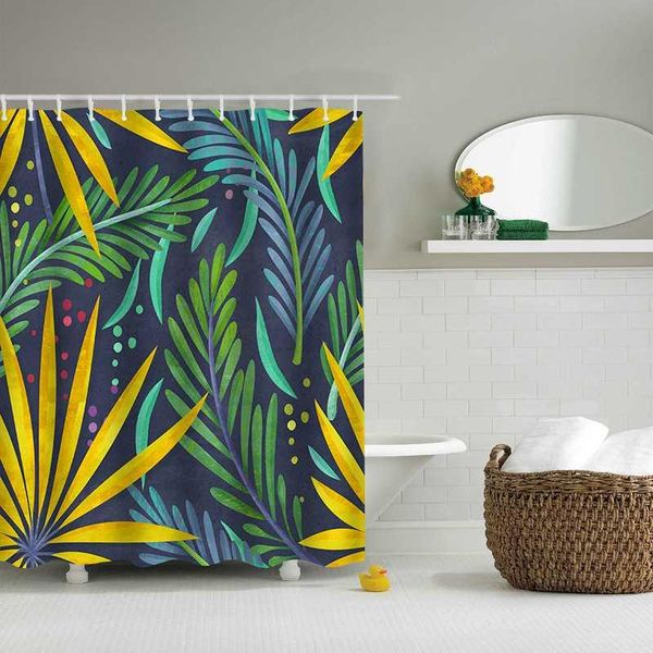

shower curtains green tropical leaves printed 3d for bathroom natural plant polyester waterproof