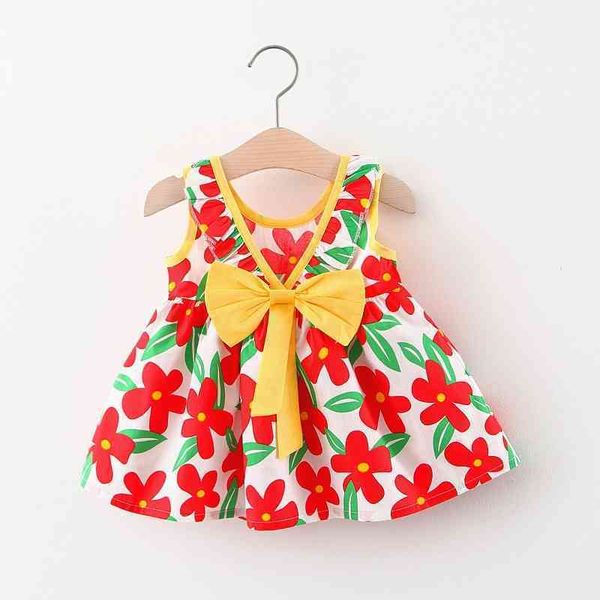 

girls' floral 2020 summer beach skirt children's baby princess dress, Red;yellow