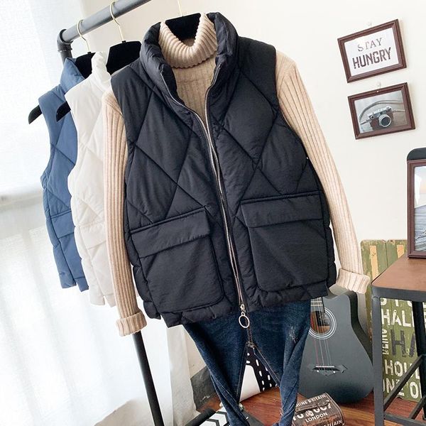 

women's vests wholesale 2021 autumn winter selling fashion casual female nice warm vest outerwear bp861, Black;white