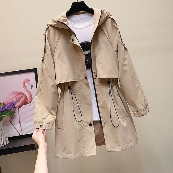 

women's jackets 2021 spring autumn women windbreaker long hooded safari style plus size fashion casual elegant coat female jacket outwe, Black;brown