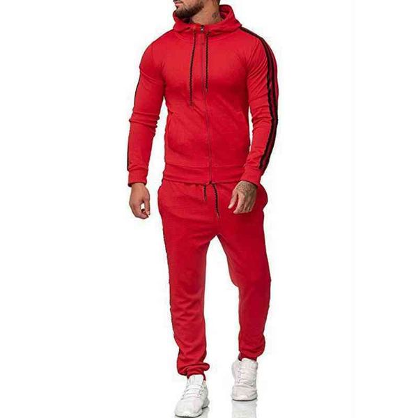 

set autumn winter sportswear men's hoodies splicing striped jacket+pant tracksuit men sweatshirt ropa hombre drop shipping c, Gray