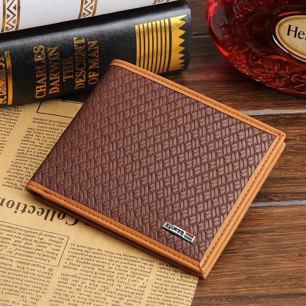 

wallets fashion men leather design quality bright color casual short style card holder purse wallet, Red;black