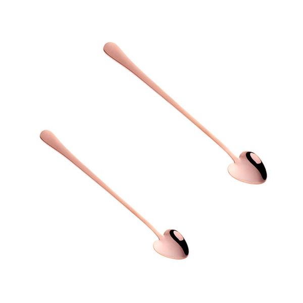 

party favor 2pcs stainless steel heart shape scoop dessert spoons coffee spoon tableware for ice cream cocktail soup (large rose gold+medium