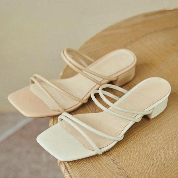 

slippers 2021 beach genuine leather women sandals med heel casual ladies shoes outdoor female slides1, Black