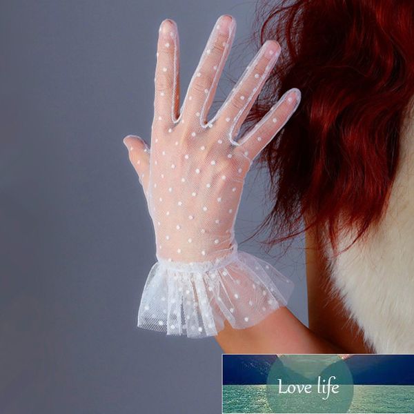 

summer women ultra-thin transparent cycling sunscreen dot lace gloves elegant female anti-uv elasticity mesh driving gloves l84 factory pric, Blue;gray