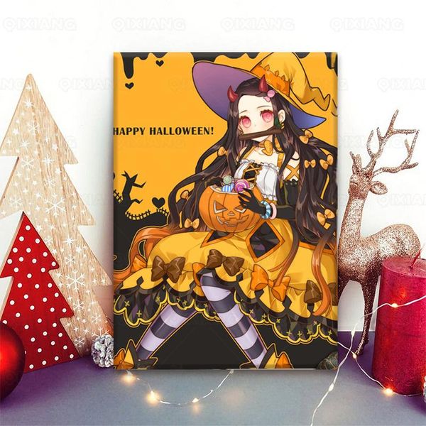 

paintings japanese anime demon slayer kamado nezuko canvas poster for living room home decor sofa background wall halloween party