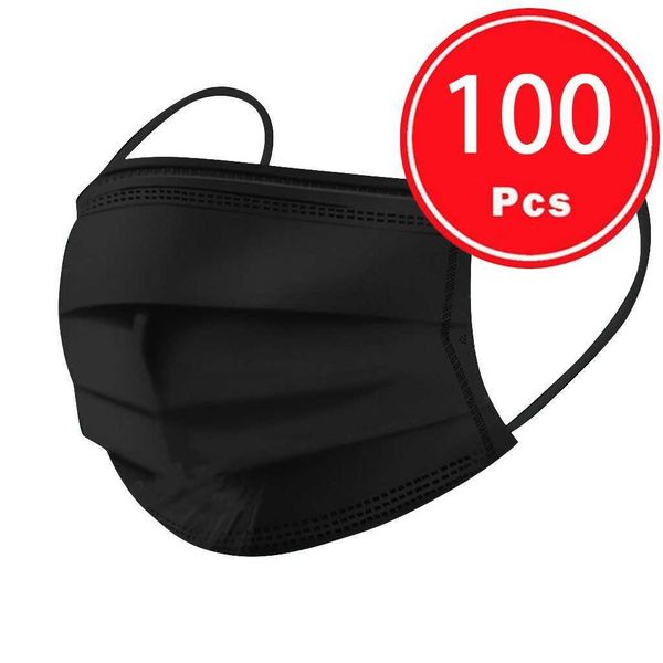 

100/50pc mascarilla facial dechable solid color disposable protective masks for outdoors 3-ply face mask halloween cosplay