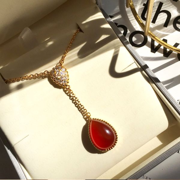 100% vero oro 18k placcato ciondolo collana cristalli bianchi catena regalo donna 4 colori collane pendenti in cristallo accessori con sacchetti di gioielli all'ingrosso