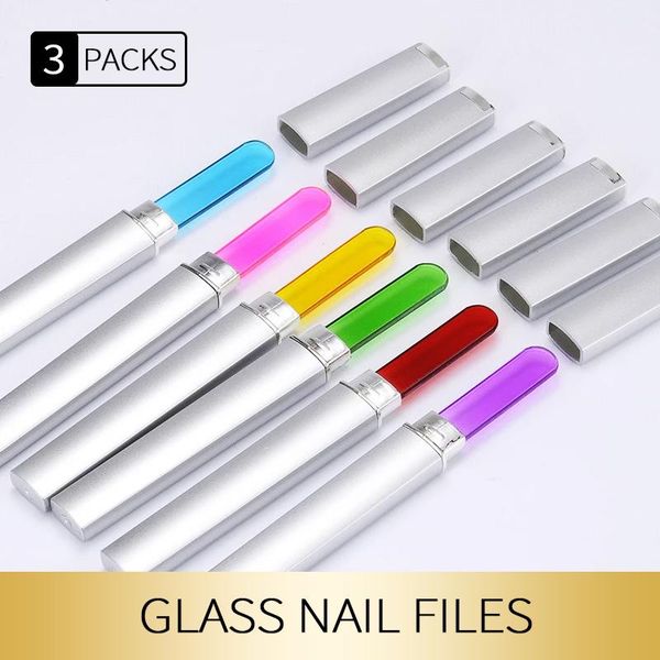 

nail files 3pcs art crystal glass file buffer cuticle cleaner polish durable buffing sanding tips manicure decoration tools
