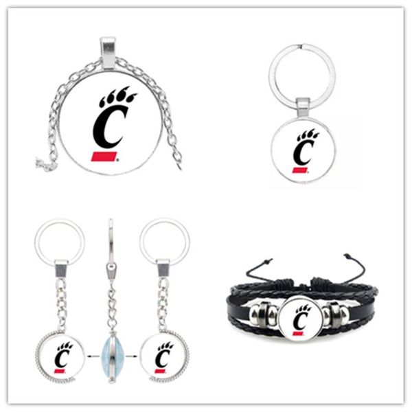 

charm bracelets university sport bracelet football cincinnati charms bearcats keychains necklace diy jewelry for man woman fans, Golden;silver