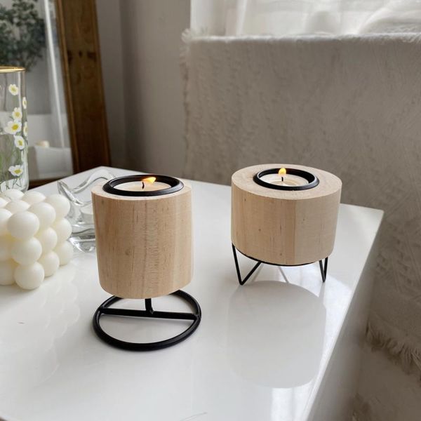 

wood metal tealight candle holders modern decoration round contemporary holder table centerpiece wedding decoration supplies