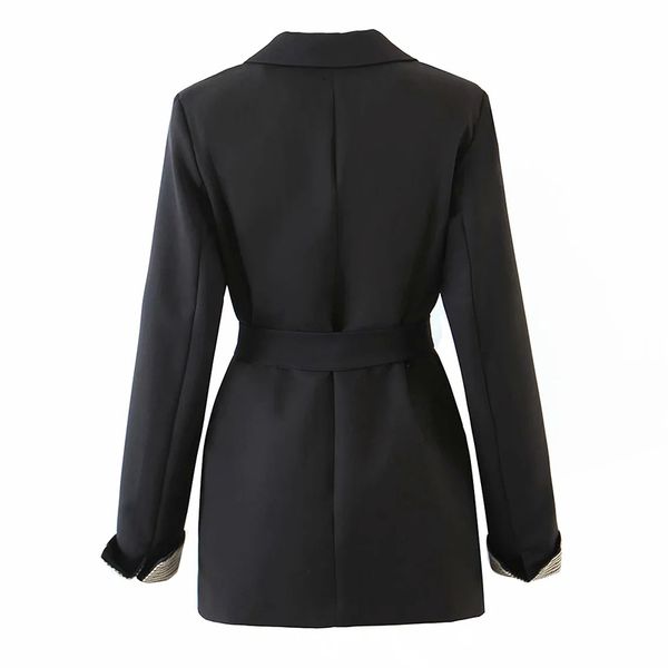 

women suits jackets blazers female solid coats office ladies wears autumn spring slim black jacket double breasted outwear ll223 quoc, White;black