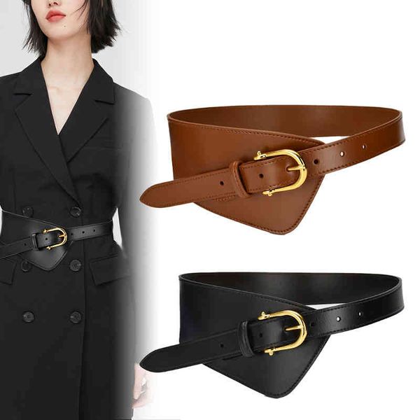 

waist decorati belts buckles wide women's leather decoration versatile cowhide seal with overcoat coat real, Black;brown