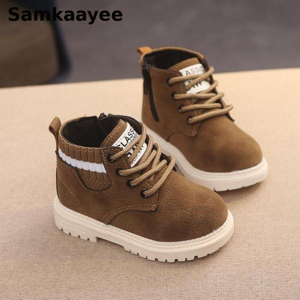 

2-8y children boots winter boys girls boats ankle sonw cotton shoes leather waterproof non-slip running sneakers 30, Black;grey