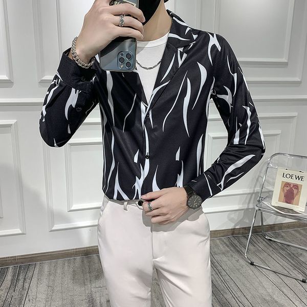

men's casual shirts business formal shirt men's social club 2021 black white zebra print slim fit short sleeve casual, White;black