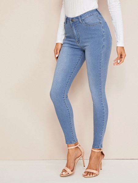 

light wash high-waisted skinny jeans m4tn#, Blue