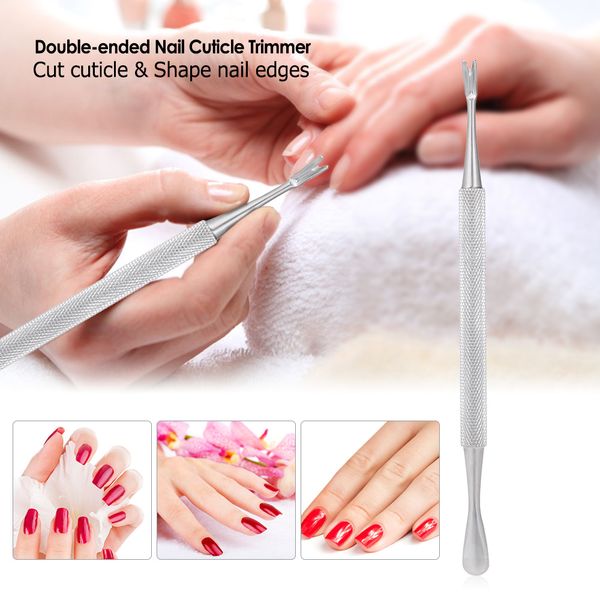 

1pc stainless steel double-ended nail cuticle trimmer dead skin callus remover anti-slip manicure pedicure trimmer tool