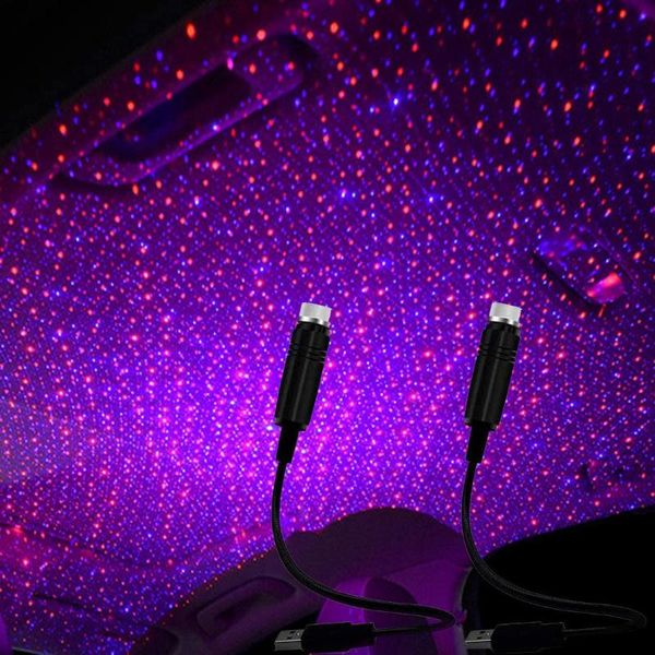 

car headlights usb star lamp automatic roof galaxy projector, adjustable nightlight, portable atmosphere decoration