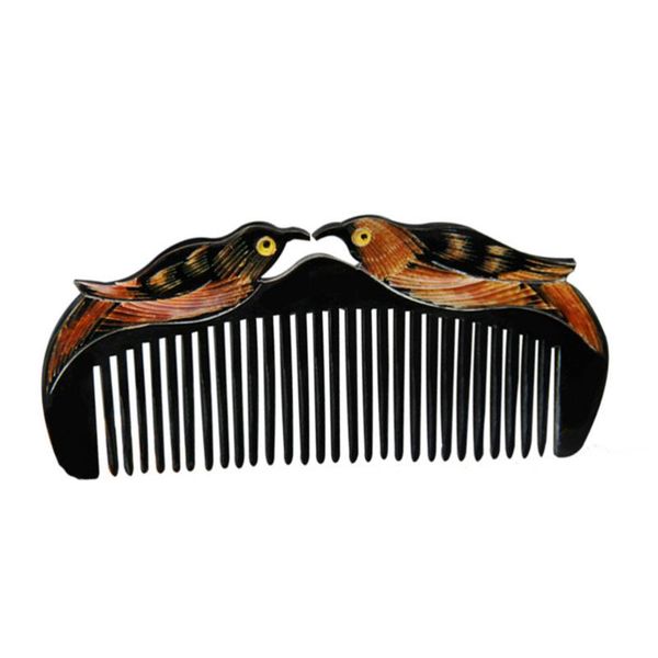 

hair brushes 1pc creative magpie pattern comb anti-static ox horn wide tooth brush for salon hairdressin, Silver