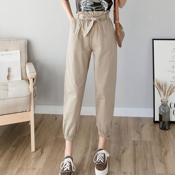 

women's pants & capris 2021 spring summer fashion female high waist solid loose harem pant women trousers casual cargo streetwear sweat, Black;white