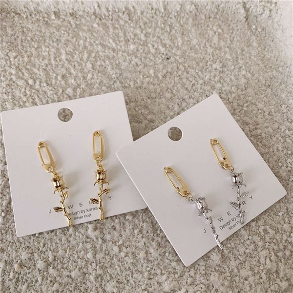 

hbp fashion south korea east gate metal cool wind zipper earrings with versatile temperament, Silver