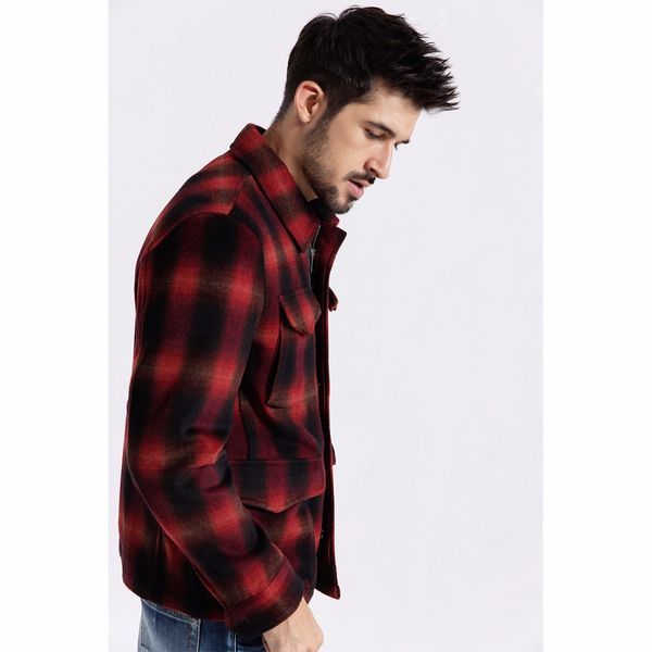 

2021 spring new woolen plaid jacket men fashion contrast color letter coats outwear brand clothing 190041 nspq, Black;brown