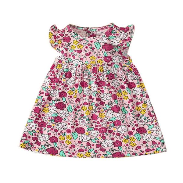 

baby kids girls summer floral dress ruffle sleeveless casual dresses elegant princess dress toddler children clothing for girl, Red;yellow