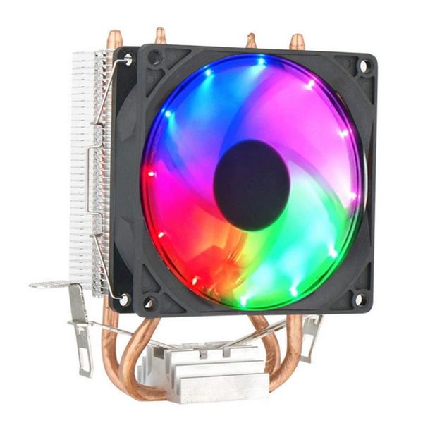 

new 9cm cpu cooling fan 43cfm dual copper heat pipes ultra silent led cooler radiator for deskpc computer cpu cooling fan