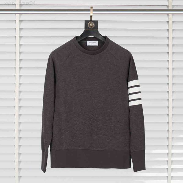 

tb waffle spring and autumn cotton round neck pullover sweater couple wear versatile handsome men's, Black