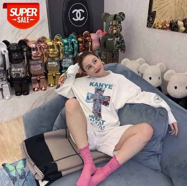 

kanye jesus is king rainbow cross plus velvet sweater men women fashion loose kanye west hoodies sweatshirt fast shipping #rc76, Black