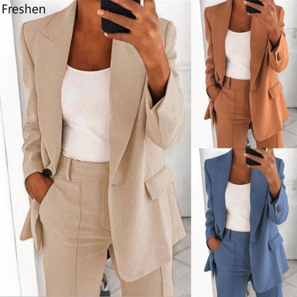 

women's suits & blazers 2021 blazer women office ladies female for solid color coat autumn long sleeve and jackets femme, White;black