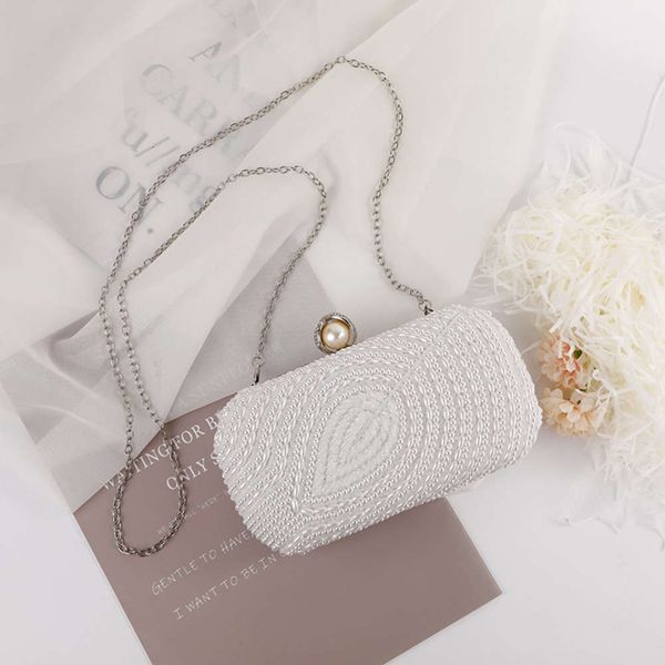 

celebrity white leaf pearl dinner fashion wedding bridal evening chain bag
