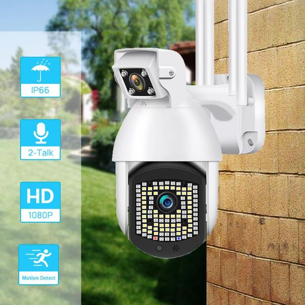 

ouertech 1080p dual lens ptz ip camera 2mp wifi outdoor auto-tracking wifi security speed dome camera pip cctv surveillance