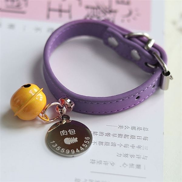 

factory cat leather collar dog tag cat tag lettering bell small and medium sized dog traction pet products awuo