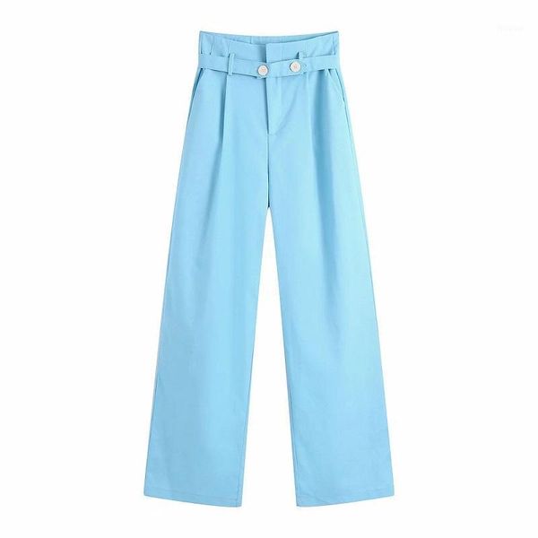 

women's pants & capris autumn assembly belt wide leg womens casual trousers 2021 summer high waisted straight loose, Black;white
