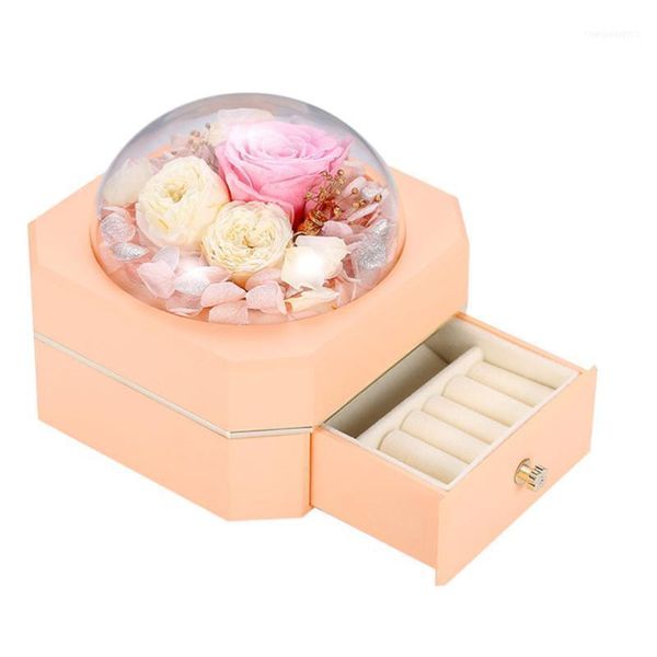 

octagonal single layer drawer jewelry box romantic gift (orange)11
