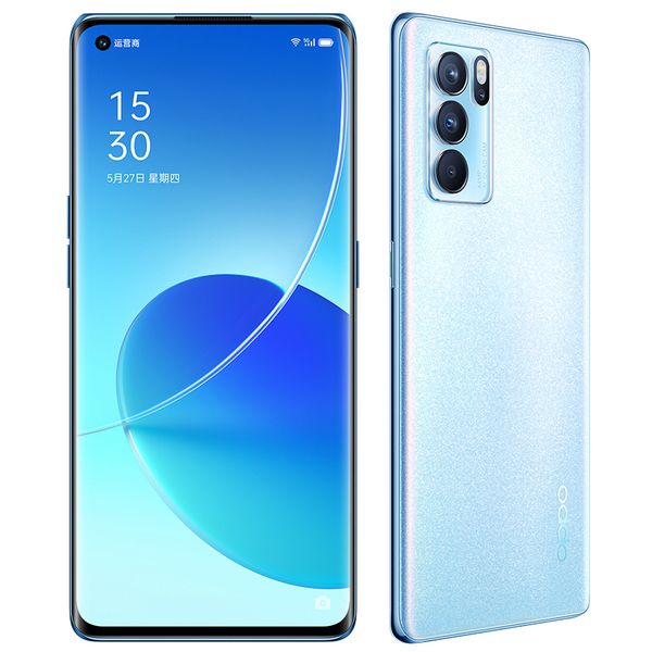 Original Oppo Reno 6 Pro 5G Celular 12GB RAM 256GB ROM MTK Dimensity 1200 64.0MP Android 6.55 polegadas AMOLED Tela Cheia Impressão Digital ID Rosto 4500mAh Celular Inteligente