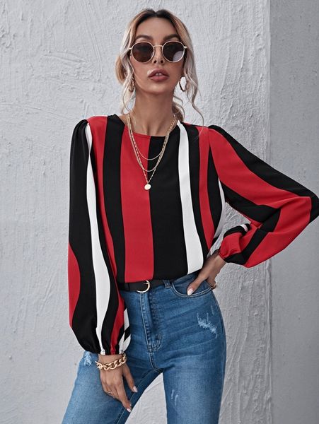 

lantern sleeve colorblock 84eb#, White