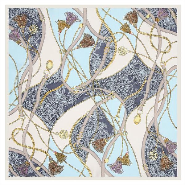 

silk women handkerchief new fashion rope tassel lady big horse tassel beautiful headband small square soft thin square scarf, Blue;gray