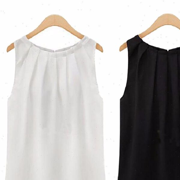 

women shirt plus size xxxl women tropical simple pure color fold sleeveless o neck chiffon blouses casual, White