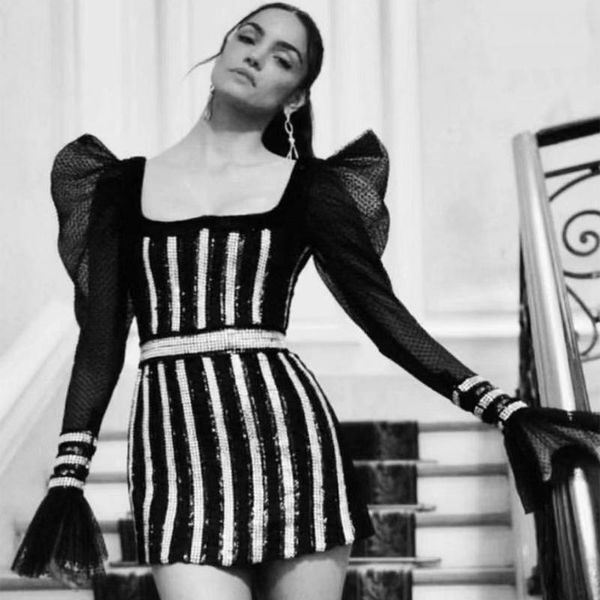 

casual dresses women's dress black mesh long sleeves stretch tight celebrity cocktail party bandage evening, Black;gray