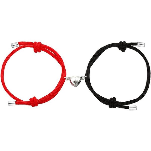 Link, par cadeia de dois e meio coração ímã Pulseira Pingente Casal Amantes Amantes Presente